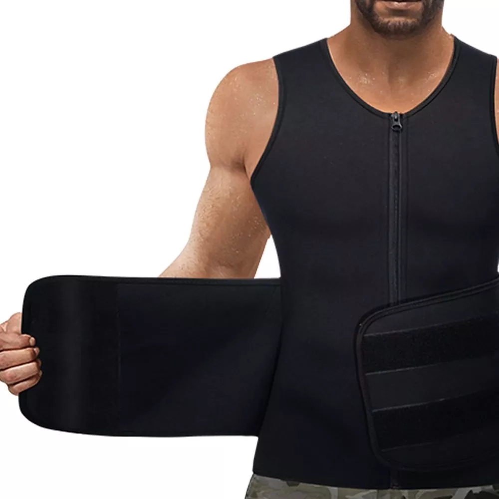 Inogadziriswa Zipper Dhizaini Yevarume Sauna Suit